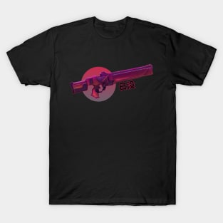 Cyberpunk Vaporwave Cyberwave Sunset Pistol Gun Blaster T-Shirt